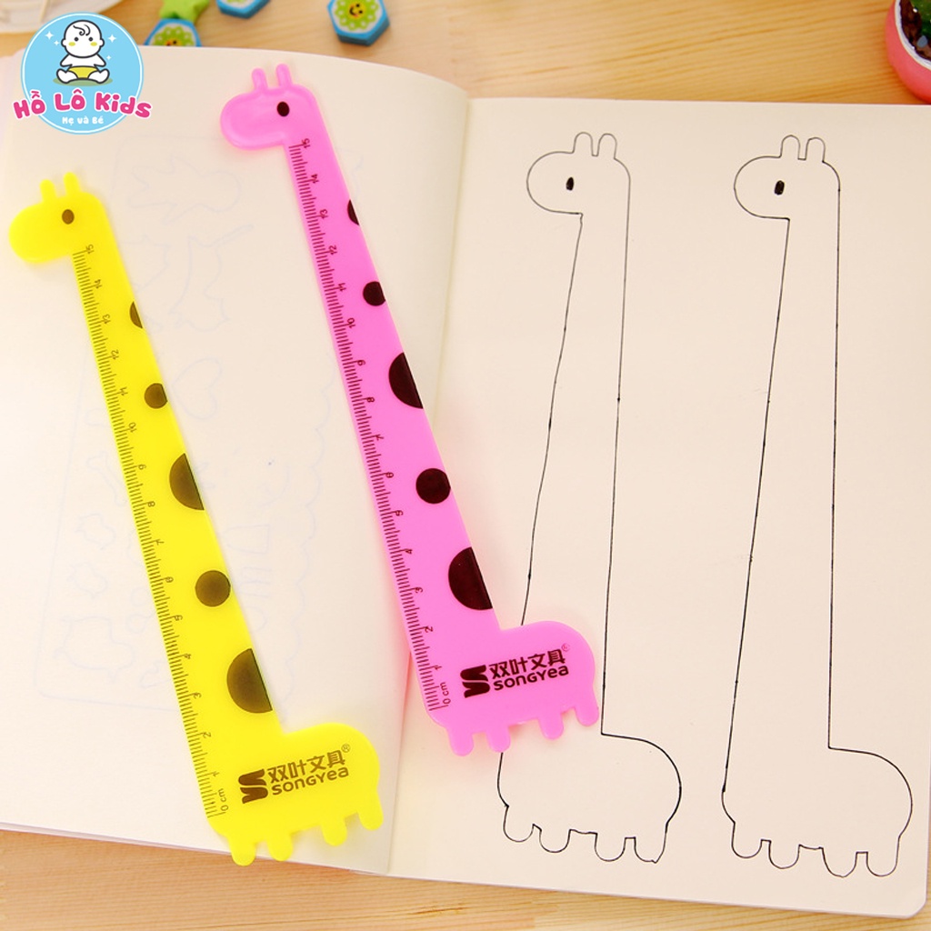 Thước kẻ con hươu học sinh dễ thương 15cm cute đồ dùng học tập cho bé Hồ Lô Kids