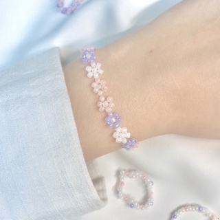 Handmade - Vòng tay & nhẫn hạt cườm bông hoa