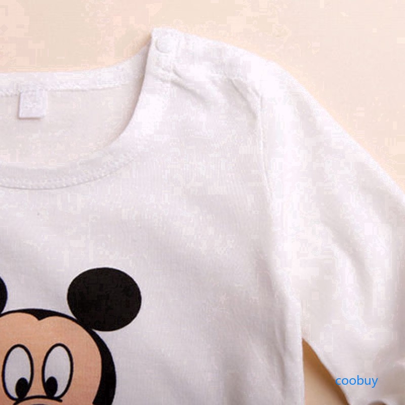 Bộ romper tay dài in hình chuột Mickey dễ thương cho bé