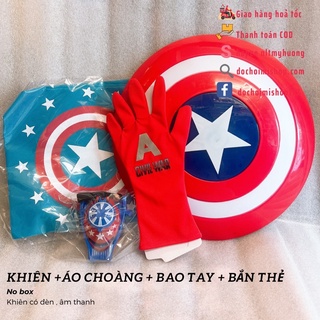 Đồ chơi Khiên Xoay Đèn & Bao Tay Bắn Thẻ & Mặt Nạ & Áo Choàng Đội Trưởng Mỹ Captain America ❣️❣️