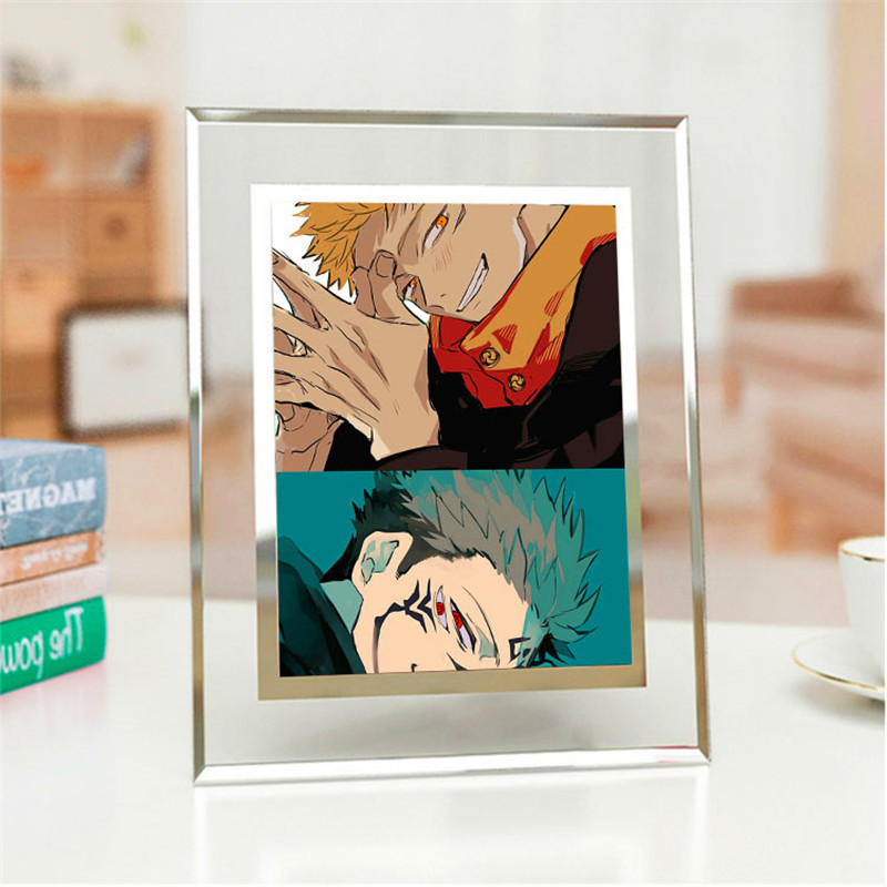 Khung Ảnh Bằng PVC Mặt Kính Để Bàn Hình Jojo Satoru Itadori Yuji Fushiguro Megu
