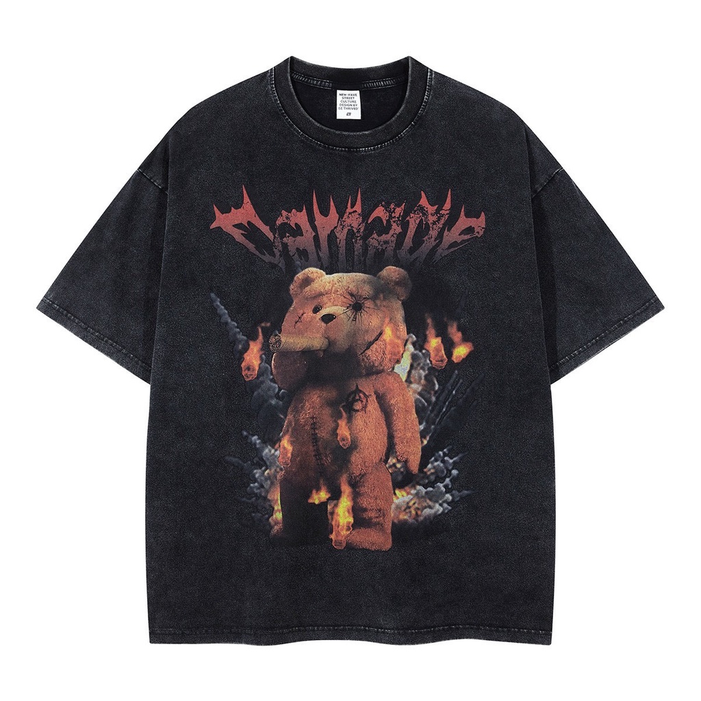Áo thun form rộng tay lỡ unisex Áo phông nam nữ streetwear in 3D cao cấp TEE WASH