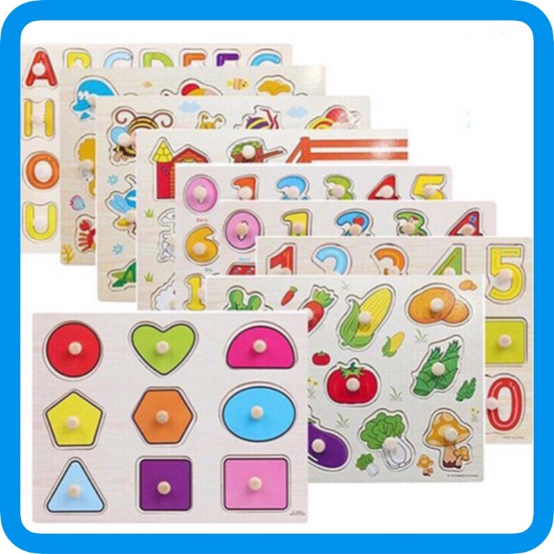Đồ Chơi Trẻ Em Baby boy store -Bảng Ghép Hình Núm Gỗ Thông Minh Cho Bé