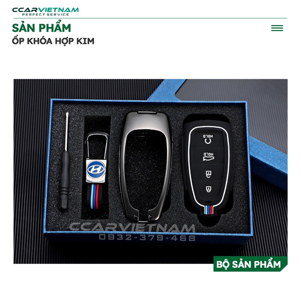 Ốp Chìa Khóa Hyundai Santafe 2021, 2022, 2023, Tucson 2022, 2023 - Bọc Khóa Hợp Kim Metal Cao Cấp Ccar Vietnam