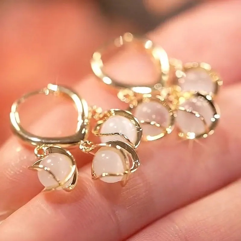 1 Đôi Bông Tai Đính Đá Opal Tinh Tế Sang Trọng Dành Cho Nữ