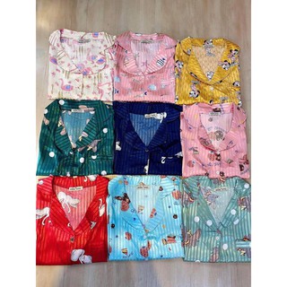 Bộ Pijama gấm Thái tay ngắn quần dài vải mịn mát size<62kg