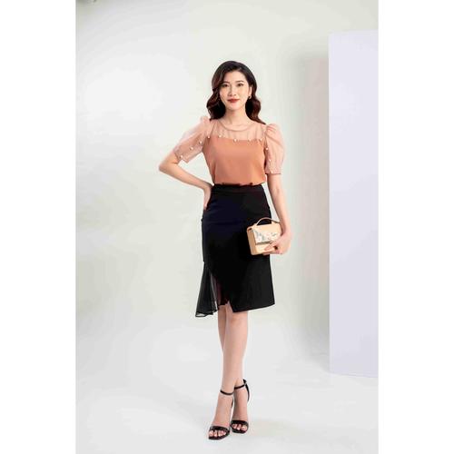 Chân váy ôm phối voan MMOutfit M-JU031120008