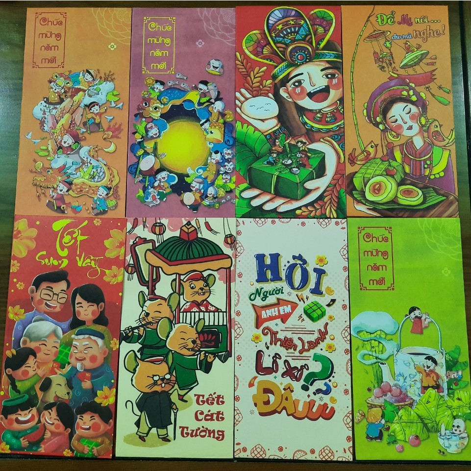 COMBO 10 BAO LÌ XÌ 2020 GIẤY CAO CẤP DỄ THƯƠNG
