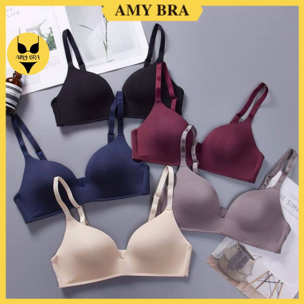 Áo Ngực Nữ Mút Mỏng 💖FREESHIP💖 Áo Lót Không Gọng Khoét Ngực AMYBRA 799