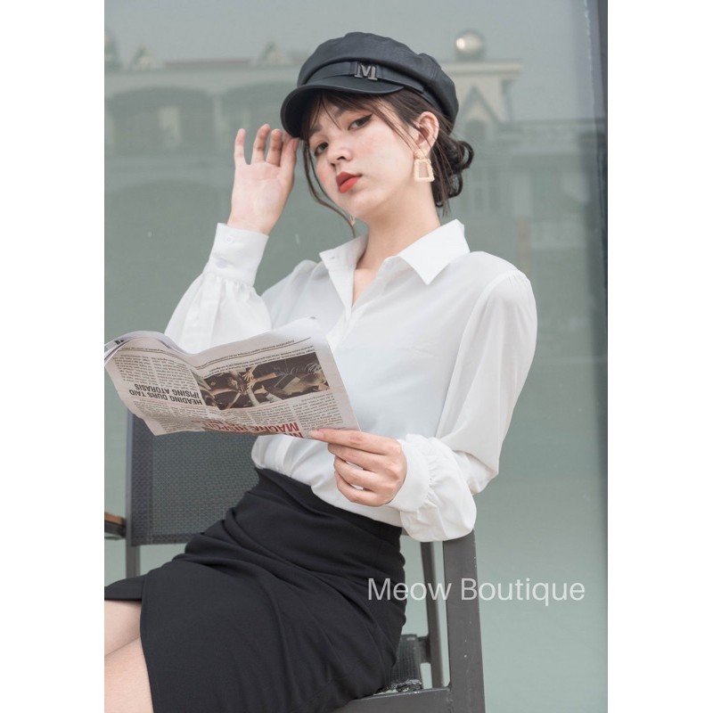 Sơ mi tay phồng công sở nữ 3 màu trending Meow Boutique