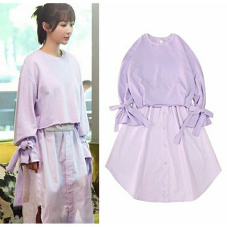 Set áo croptop và váy tím kiểu dáng Dương Tử Đồng Niên phim Cá mực hầm mật