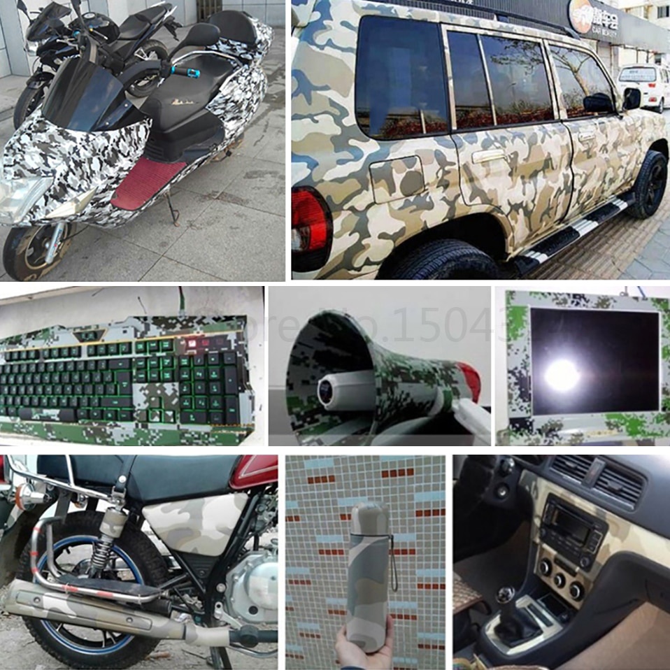 Miếng Dán Chất Liệu Vinyl Pvc 30 Cm * 100 Cm Họa Tiết Rằn Ri Màu Xanh Lá Cây Dùng Trang Trí Xe Hơi | BigBuy360 - bigbuy360.vn