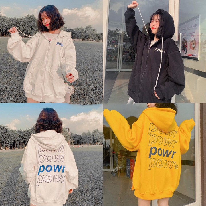 Áo Khoác Hoodie Form Rộng POWER Khóa Kéo Unisex - VIETCENTRE