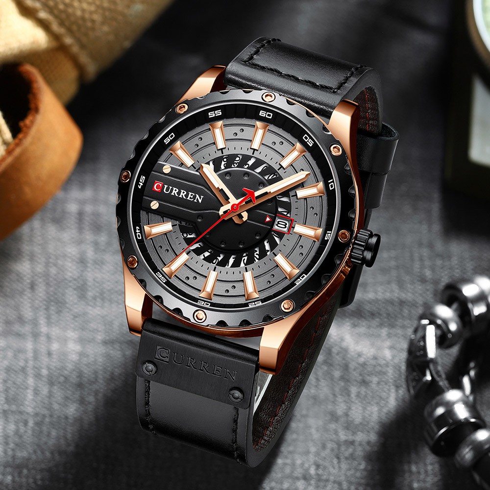 Đồng Hồ Quartz CURREN 8374 Thời Trang Chống Thấm Nước Với Dây Đeo Da