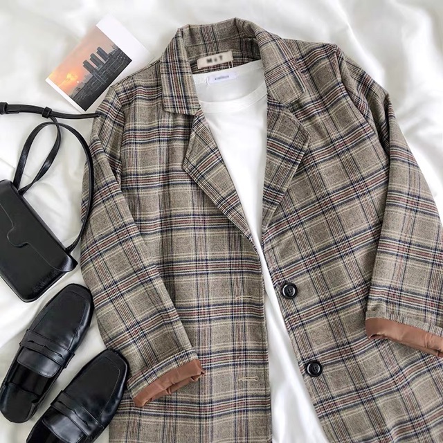 Áo blazer nữ kẻ caro phong cách thời trang công sở - Hàng sẵn | BigBuy360 - bigbuy360.vn