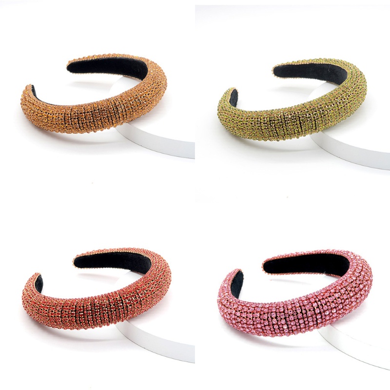 Flgo Băng Đô Đệm Mút Xốp Đính Đá Lấp Lánh Nhiều Màu Sắc Phong Cách Baroque