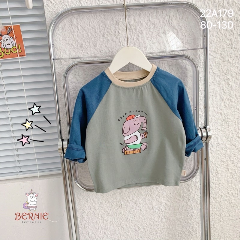 Áo thun dài tay zaclang hoạt hình, áo thu đông Bernie chất cotton bé trai