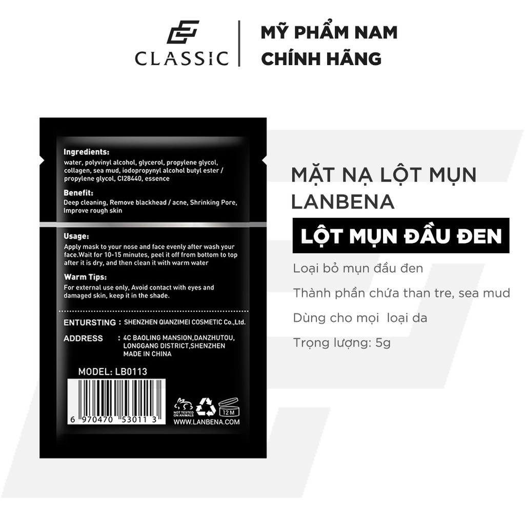 Gói Mặt Nạ Lột Mụn Đầu Đen LANBENA Blackhead Remover Mask | BigBuy360 - bigbuy360.vn