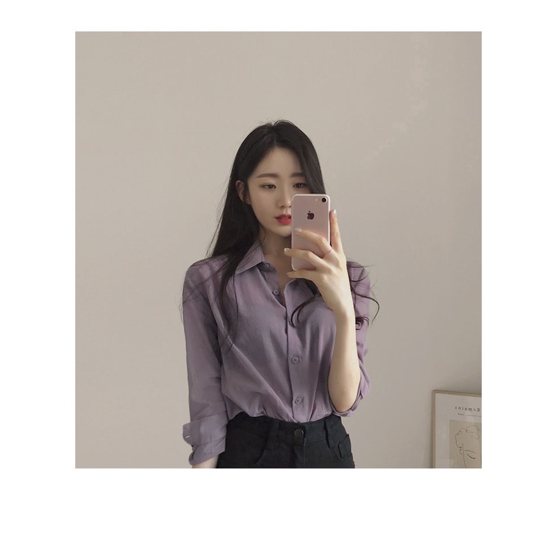 Áo Sơ Mi Voan Dài Tay Thời Trang Thanh Lịch Dành Cho Nữ