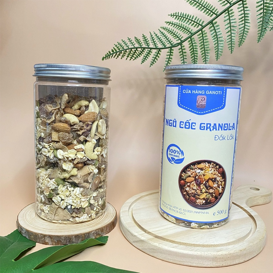 Granola ăn kiêng, hạt dinh dưỡng granola 500g GANOTI truyền thống mix 50% 7 loại hạt