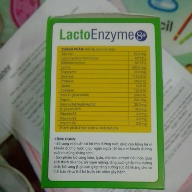 Men tiêu hóa Lactoenzym 8+ giúp tăng cường hấp thu dưỡng chất/tăng cường hệ thống miễn dịch
