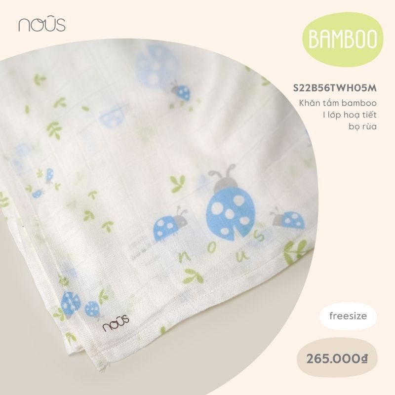 Khăn Tắm Đa Năng Cho Bé Nous - Chất Liệu Xô Kích Thước 120x 120cm (nhiều màu)