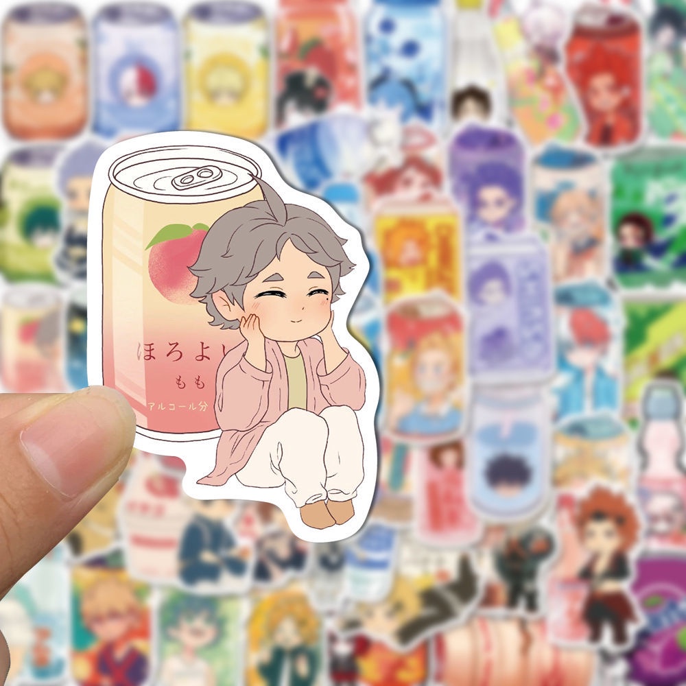 Bộ 50 Miếng Dán Trang Trí Bình Nước Họa Tiết Hoạt Hình Dễ Thương Chống Thấm Nước