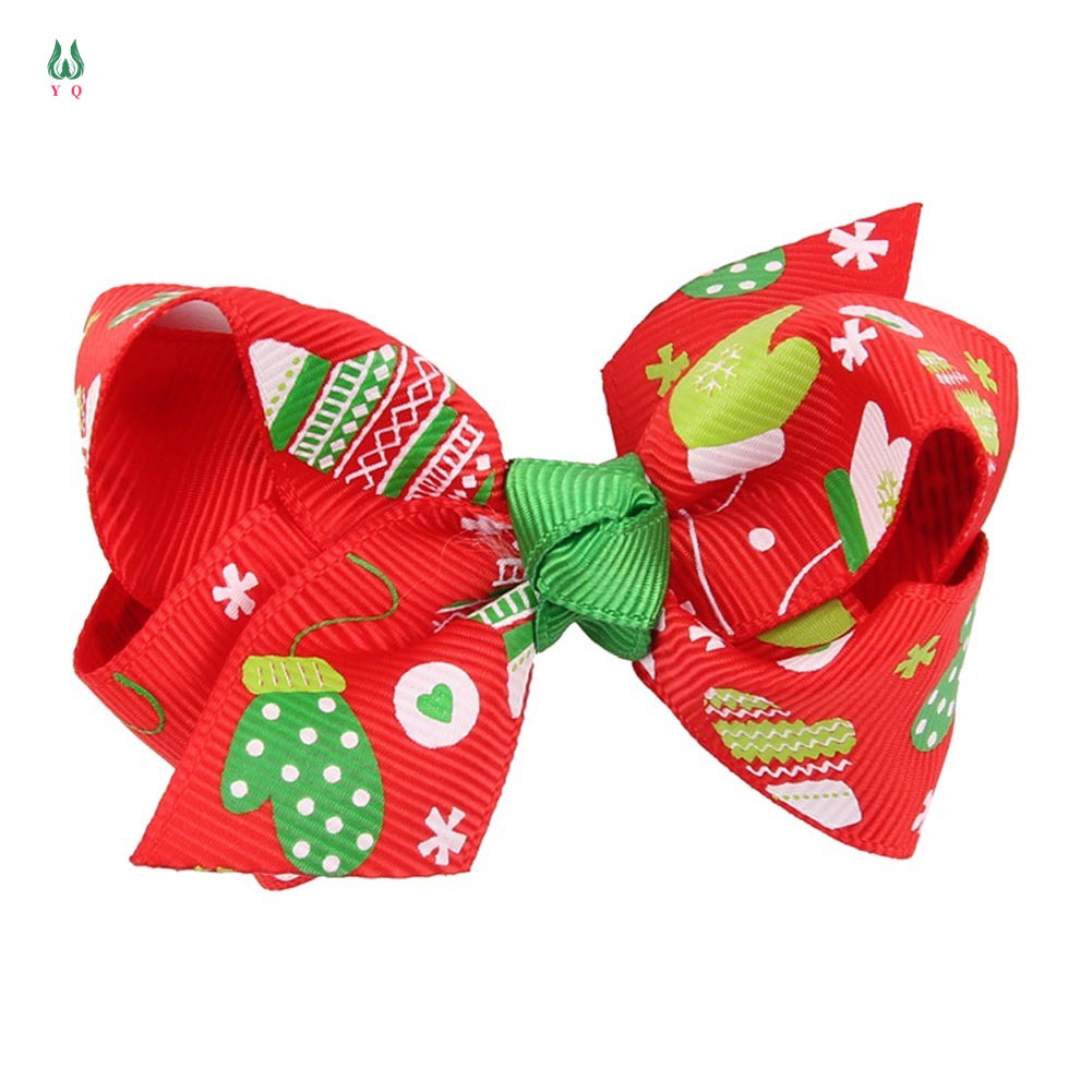 Kẹp Tóc Nơ Họa Tiết Giáng Sinh Thời Trang