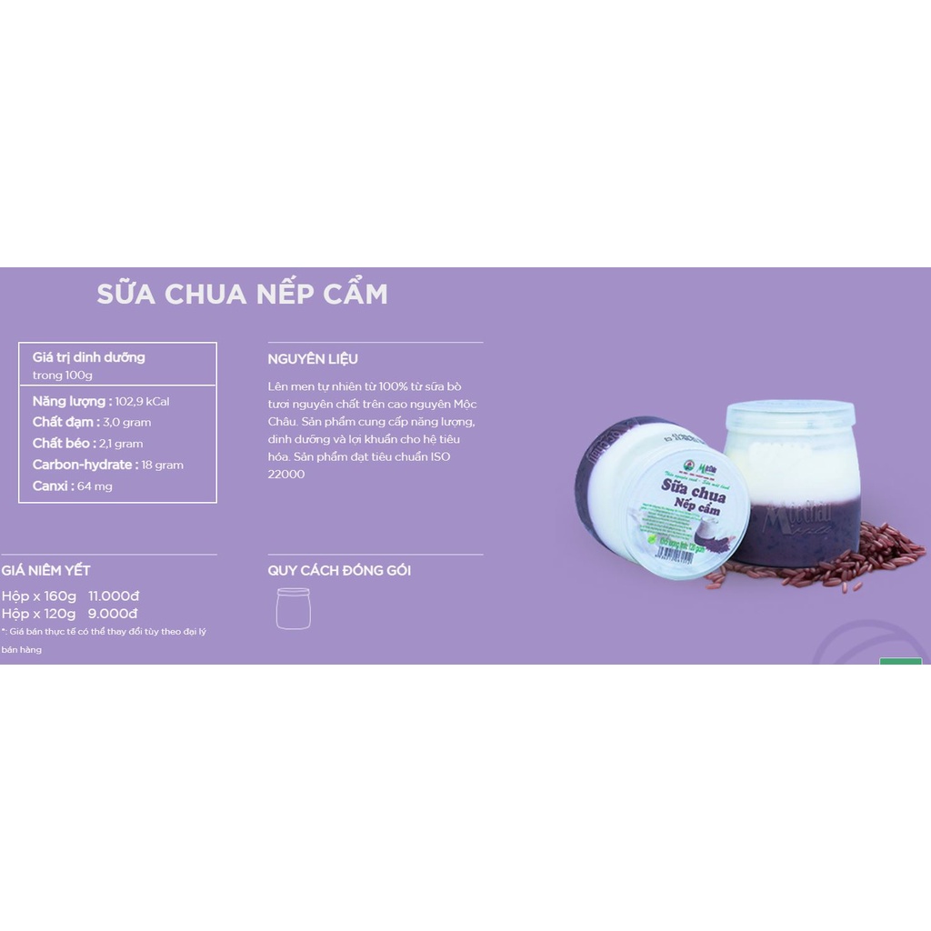 Sữa chua nếp cẩm Mộc Châu (chỉ ship hỏa tốc)