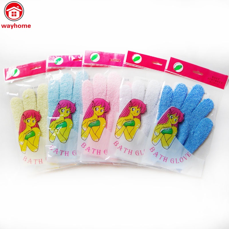 Set 4 găng tay tắm bọt biển tẩy tế bào chết mát xa lưng toàn thân