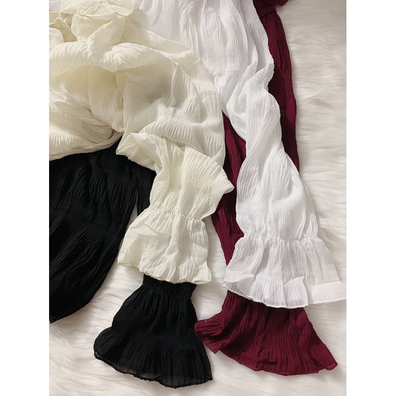 Áo sơ mi nhún cổ bèo