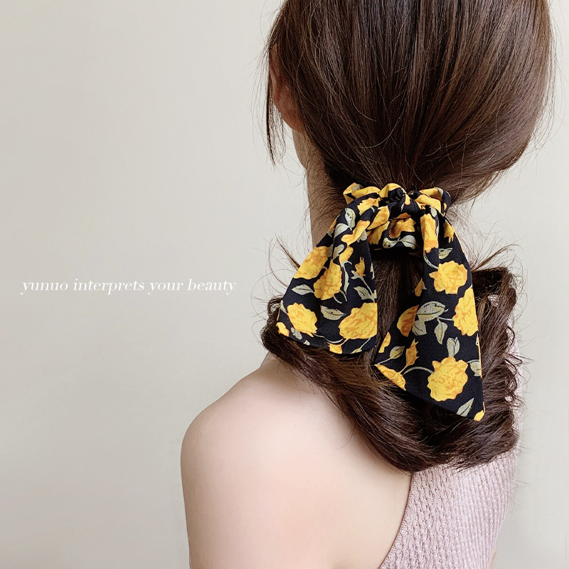 Dây buộc tóc vải in hoa nhiều màu dễ thương cho nữ