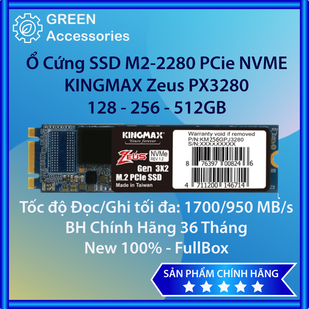 Ổ Cứng SSD M2 PCIe NVMe KingMax Zeus PX3480 (2280) - 512GB/256GB/128GB - Viễn Sơn Phân Phối | BigBuy360 - bigbuy360.vn