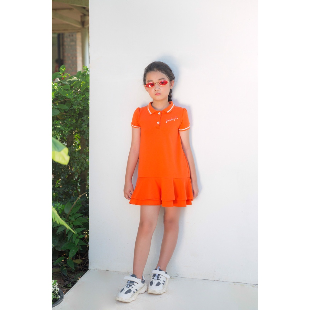 Đầm polo thun JOOKYLI bé gái màu cam 43G0772