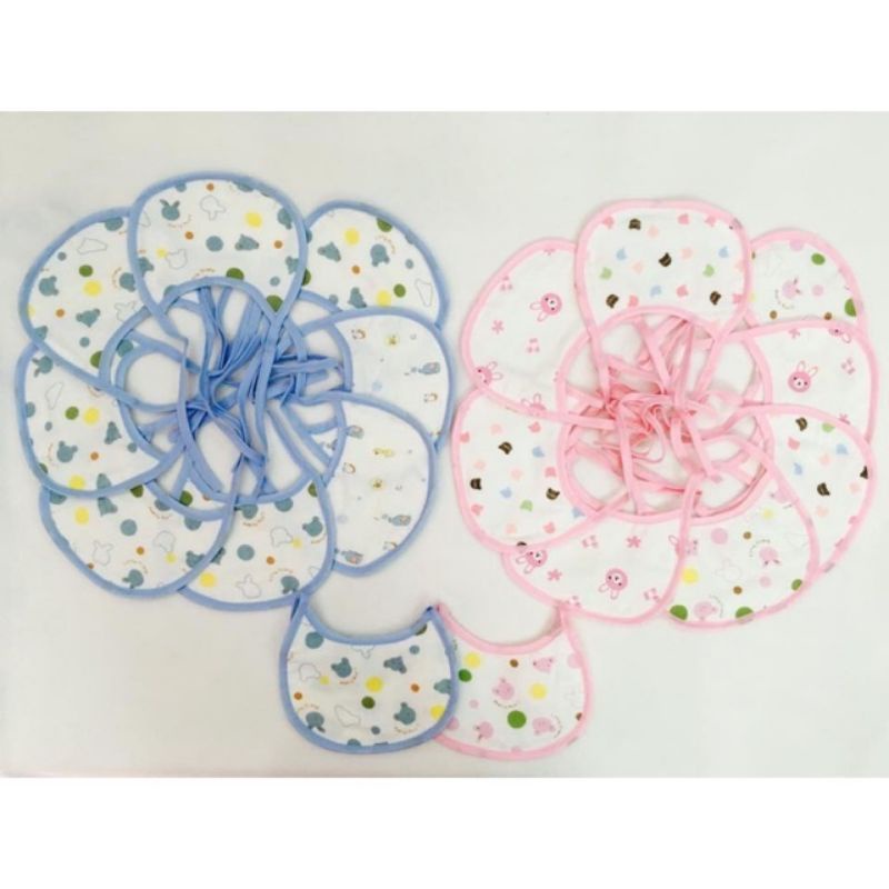 Yếm Xô Tròn Buộc Dây Họa Tiết Hai Mặt Cho Bé 0-6 Tháng