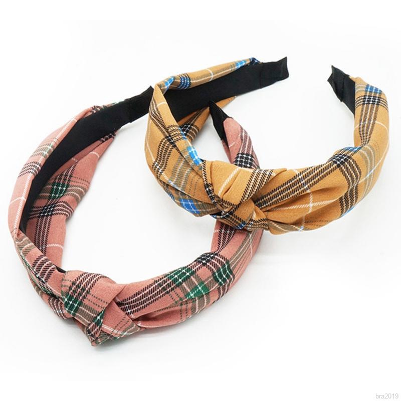 Simple Fashion  Wide-brimmed Knotted Cross Plaid Print Multicolor Hairband Women | BigBuy360 - bigbuy360.vn