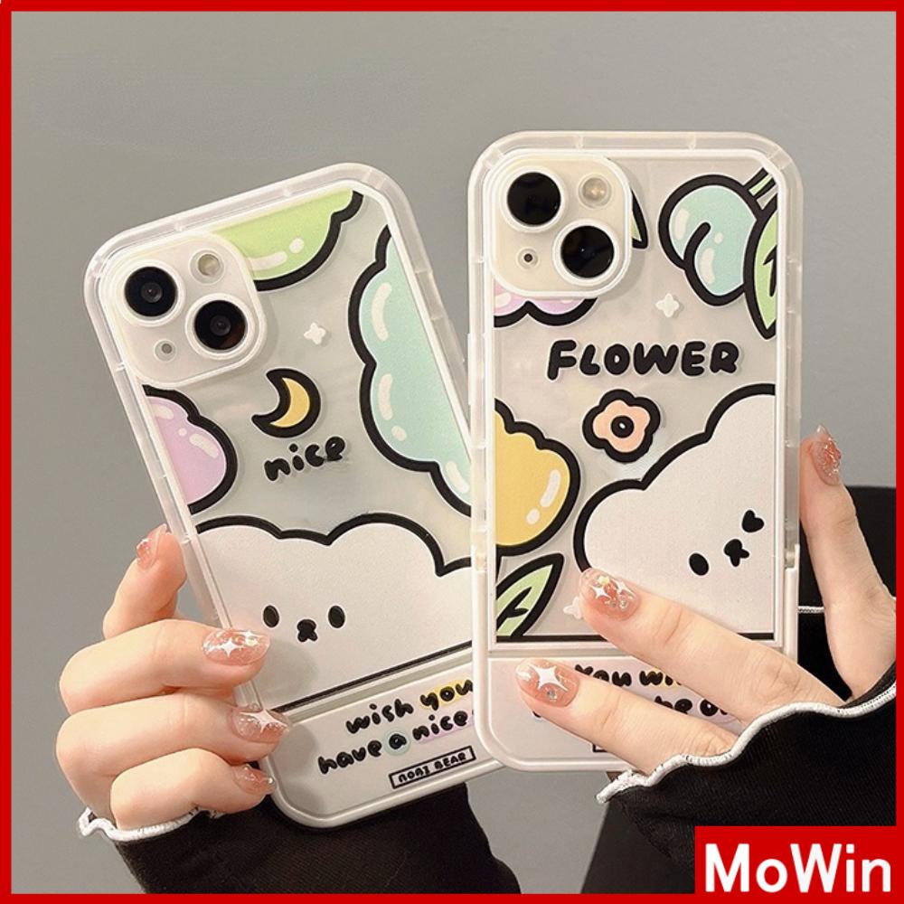 Ốp điện thoại giá đỡ ẩn acrylic mềm in gấu thích hợp cho iPhone 11 Pro Max 13 Pro Max 12 Pro Max 7Plus xr XS Max