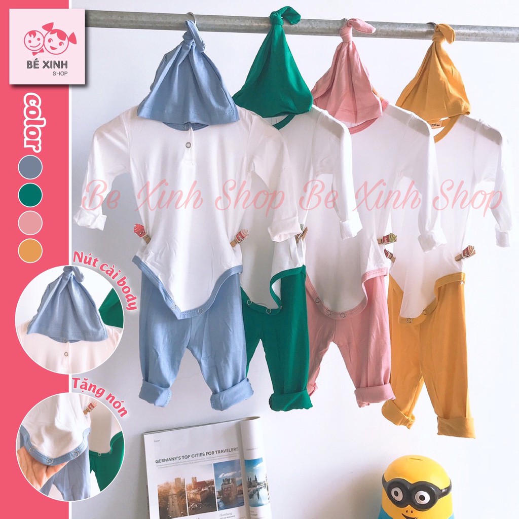 Bộ đồ dài tay body sơ sinh cho bé trai gái Minky Mom [Siêu xinh] Bodysuit áo liền quần tay dài cho trẻ sơsinh 3 chi tiết