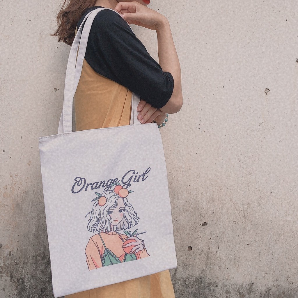 Túi tote đeo vai - túi vải canvas kẹp nách Style Hàn Quốc