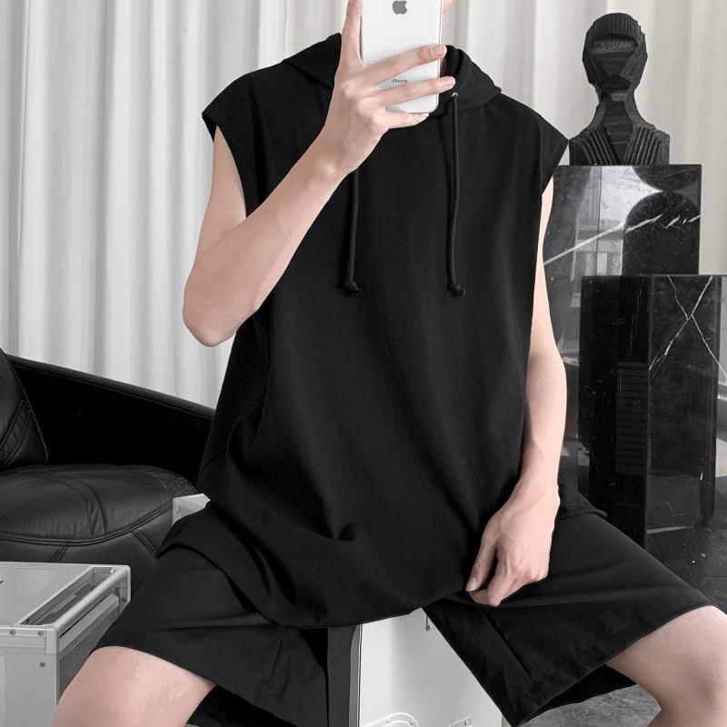 Áo Hoodie Nam Không Tay Dáng Rộng Màu Trơn Thời Trang Thể Thao Năng Động