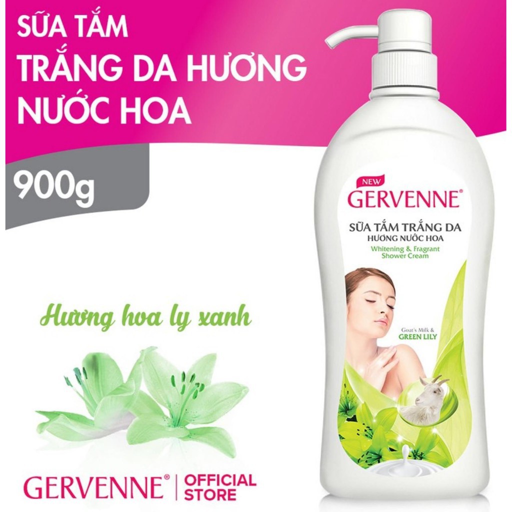 Sữa Tắm trắng da tinh chất sữa dê Gervenne 900g