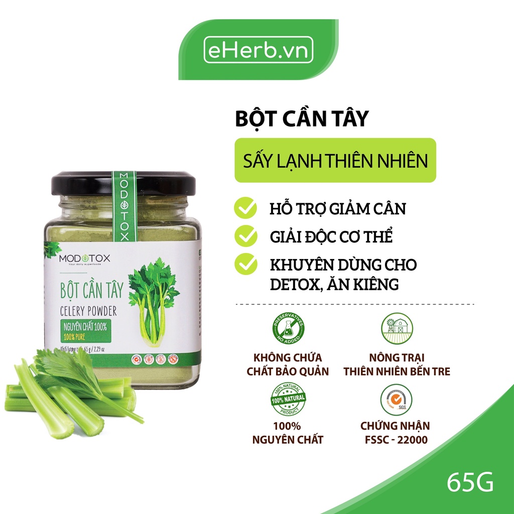 Bột Cần Tây Giảm Cân Sấy Lạnh Nguyên Chất Thanh Lọc Cơ Thể, Làm Mịn Da MODOTOX 65gr (Hũ)