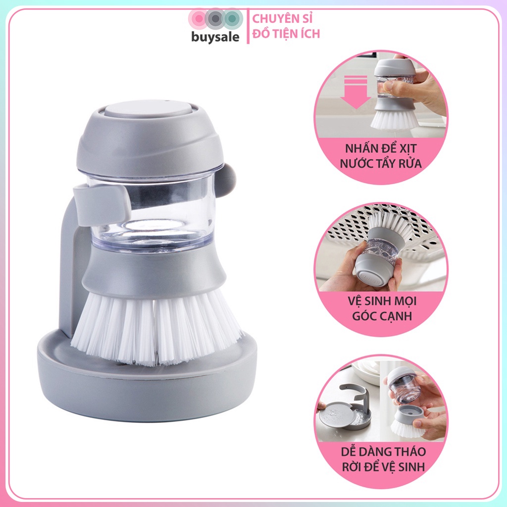 Cọ rửa đa năng, cọ rửa bát đĩa, xoong nồi có bình chứa, xịt nước rửa chén tiện lợi_Buysales_BSPK190