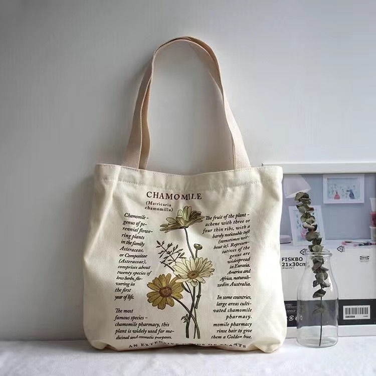 Túi Xách Canvas Cỡ Lớn In Họa Tiết Thời Trang Hàn Quốc