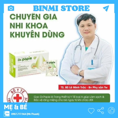 Gạc rơ lưỡi Dr Papie vệ sinh răng miệng / Rơ lưỡi Dr Papie cho bé (30 gói)