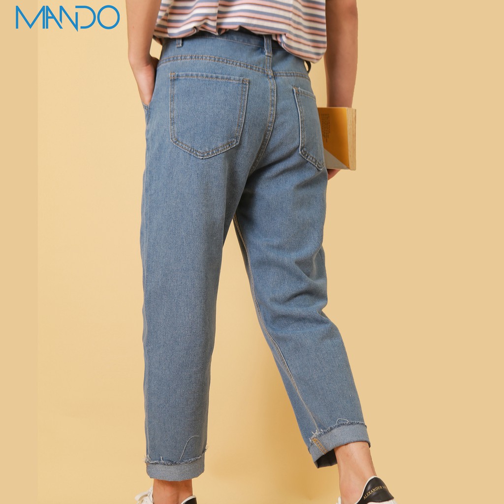 Quần Jean Baggy Nam MANDO Xanh Nhạt Chất Jean Cao Cấp Ống Suông Form Rộng Basic Unisex Thời Trang Hàn Quốc QJ39 | BigBuy360 - bigbuy360.vn