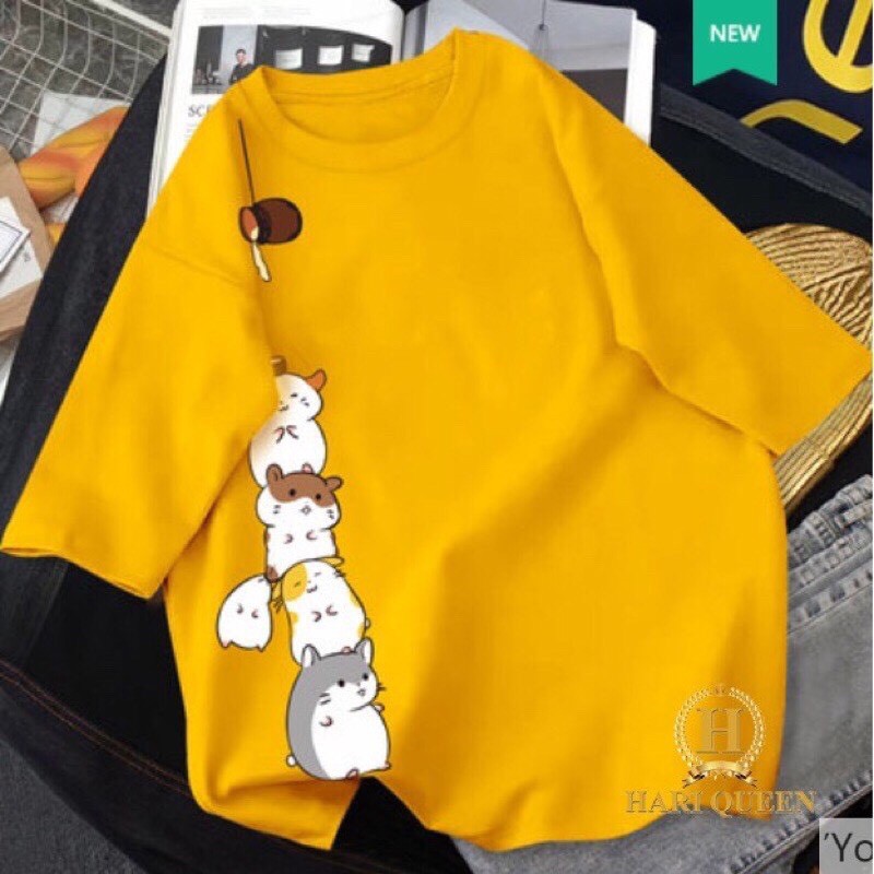 Áo thun tay lỡ form rộng in hình chuột ngộ nghĩnh | BigBuy360 - bigbuy360.vn