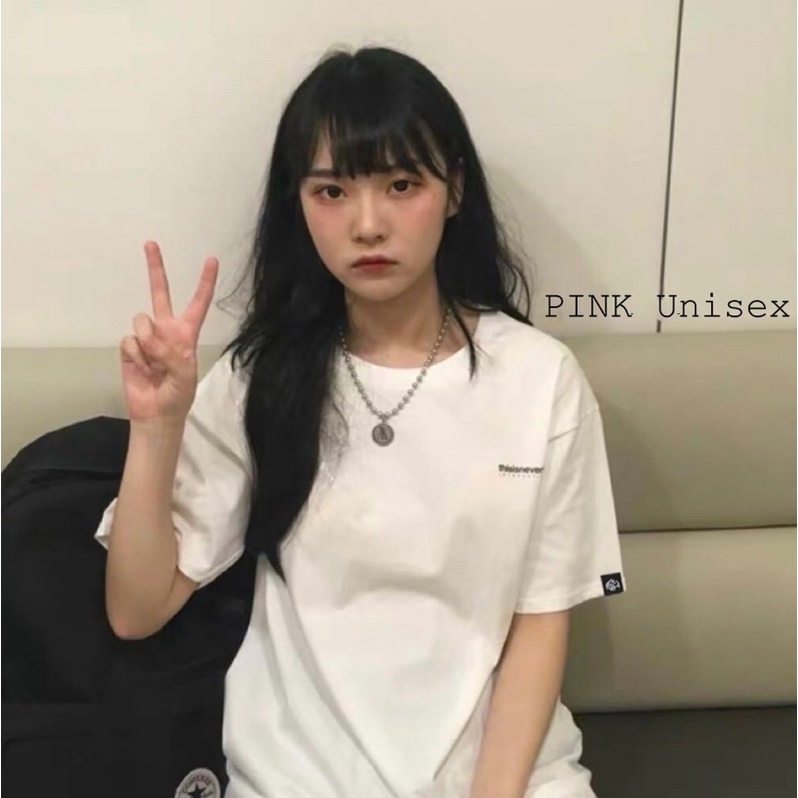 Áo thun phông logo tay nam nữ PINK tay lơ form rộng THIS IS NEVER THAT Unisex