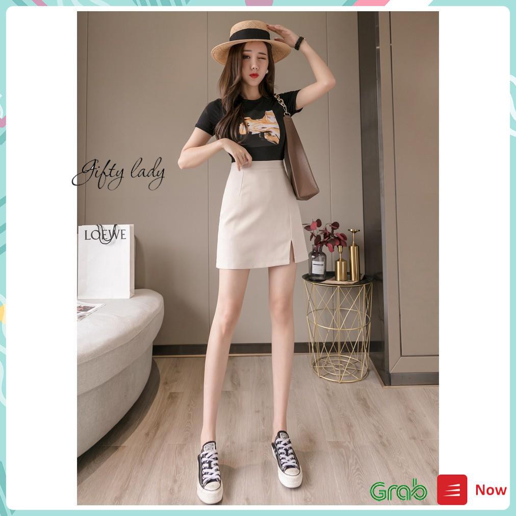 Chân Váy Chữ A Ngắn Xẻ Tà Trẻ Trung, Chân Váy Công Sở Lưng Cao Màu Trắng, Đen Thanh Lịch, Dễ Phối Đồ | Giftylady | BigBuy360 - bigbuy360.vn