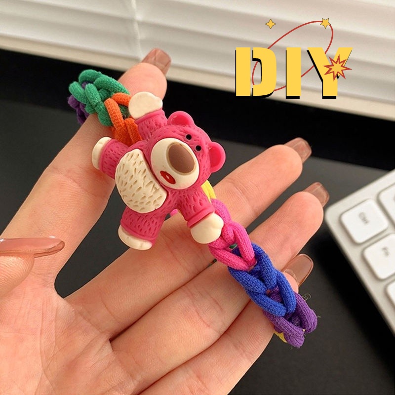 Bộ Phụ Kiện Làm Vòng Tay / Dây Buộc Tóc Hình Gấu / Dâu Tây Bằng Cao Su Dễ Thương diy